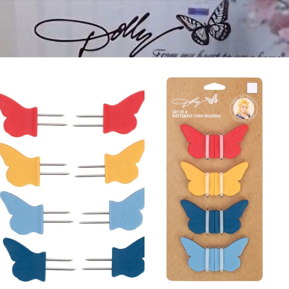 Dolly Parton Butterfly Corn Holders - Set Of 8